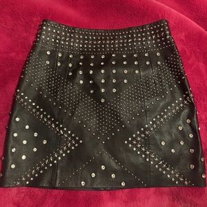 Topshop real genuine leather star studded mini skirt